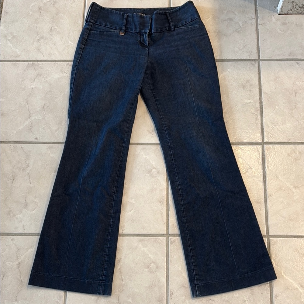 Express editor wide waist band Dark Blue Flare Wide Leg Jeans size 2